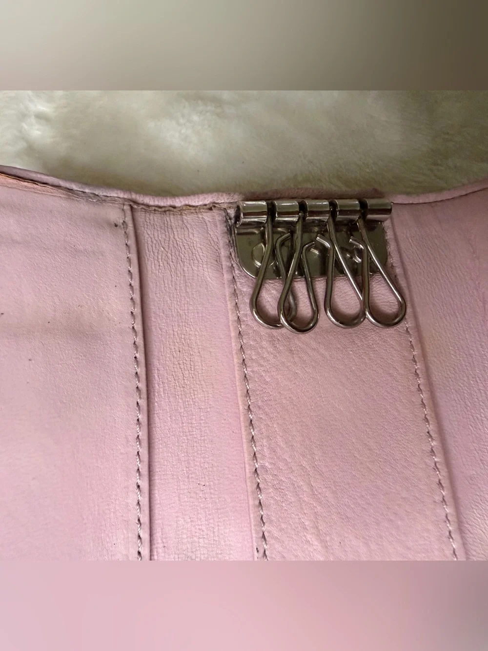 Christian Dior Vintage Trotter Key Case in Pink with Silver 'D'